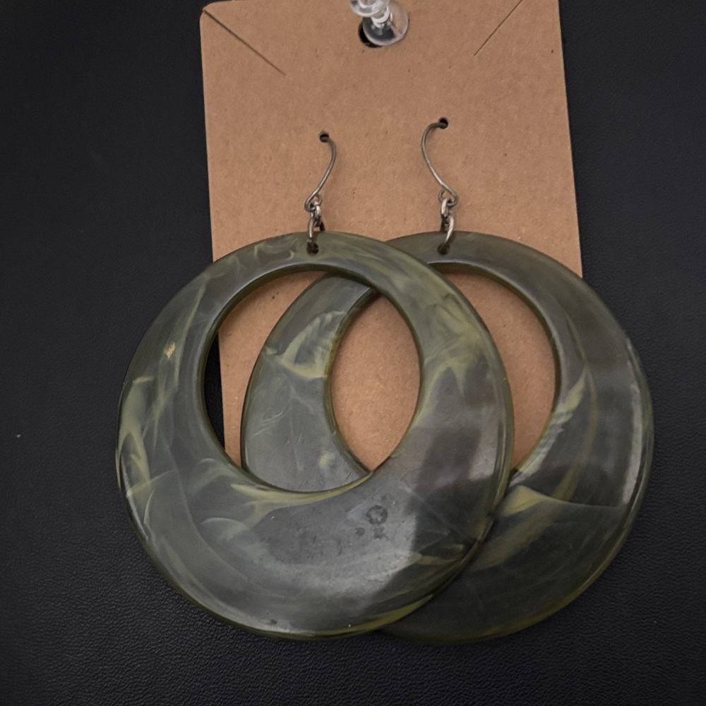 Green Acrylic Hoop Earrings